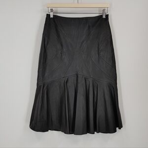 Debbie Shuchat Drop Hem Leather Skirt